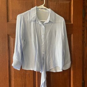 BLU PEPPER blue and white striped blouse